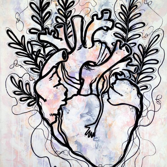 Tableau d'un coeur sur fond abstrait
