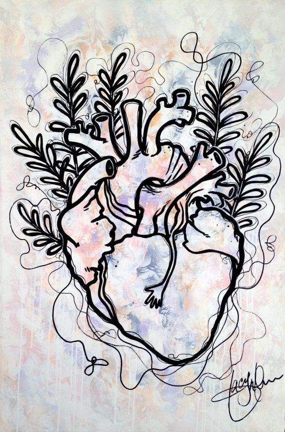 Tableau d'un coeur sur fond abstrait