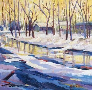 Tableau représentant un paysage enneigé