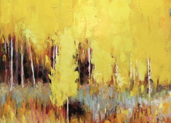 Tableau représentant un paysage jaune