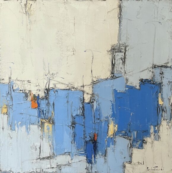 peinture abstraite avec différentes nuances de bleu