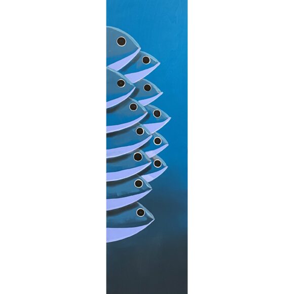 Tableau représentant un banc de poissons