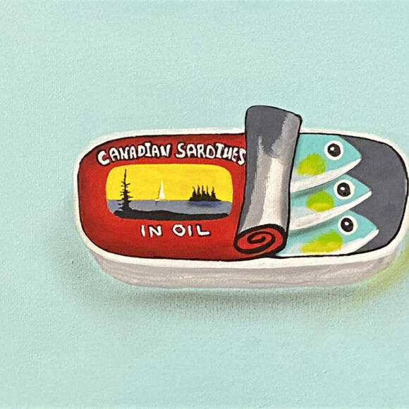 Tableau représentant une boîte de sardines