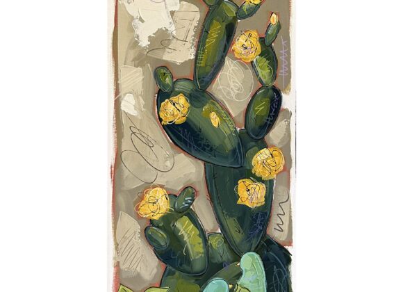 Tableau représentant un cactus sur fond beige