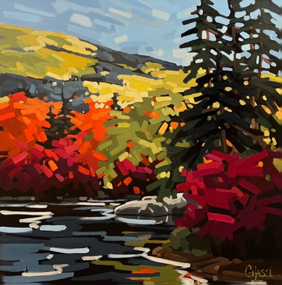 tableau d'un paysage québécois en automne