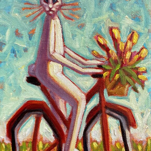 Tableau représentant un lapin à vélo
