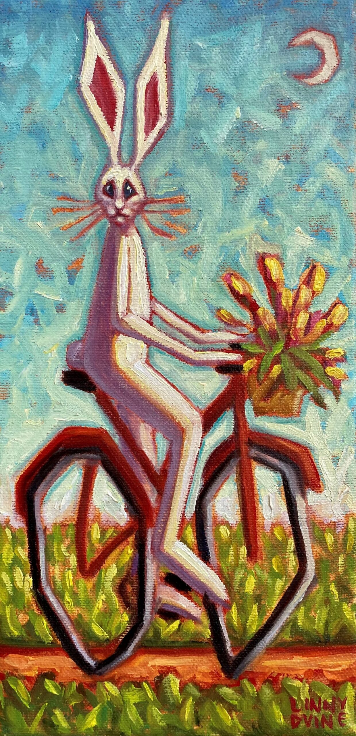 Tableau représentant un lapin à vélo