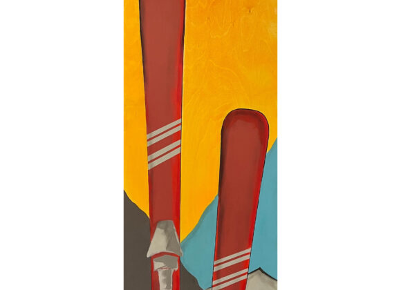peinture montrant deux skis