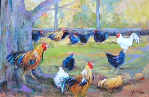 Tableau Les poules à Pascal - Denise Pelletier