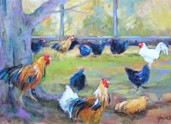 Tableau Les poules à Pascal - Denise Pelletier