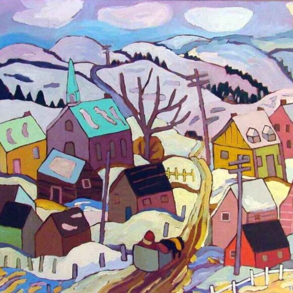 Tableau Quebec Town in Winter - Terry Ananny