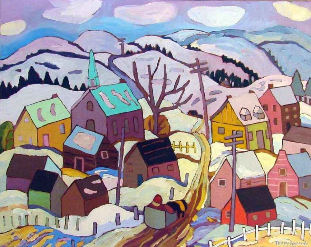 Tableau Quebec Town in Winter - Terry Ananny